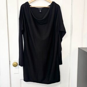 White House Black Market Women Cowl Neck Black Shimmer Tunic Sweater Dress,Sz XL
